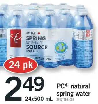 Fortinos PC NATURAL SPRING WATER, 24x500 mL offer