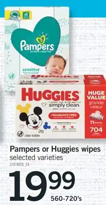 Fortinos PAMPERS OR HUGGIES WIPES offer