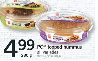 Fortinos PC TOPPED HUMMUS, 280G offer