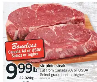 Fortinos STRIPLOIN STEAK offer