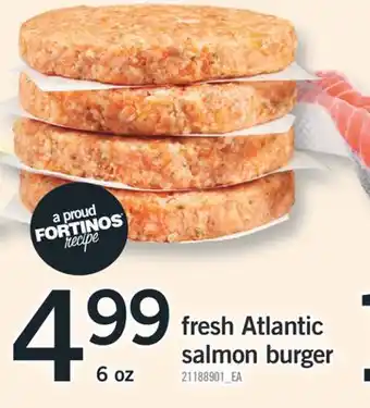 Fortinos FRESH ATLANTIC SALMON BURGER, 6 oz offer