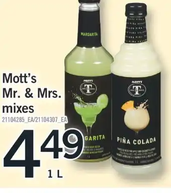 Fortinos Mott's Mr. & Mrs. mixes 1L offer