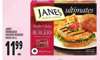 Metro JANES UNBREADED CHICKEN BURGERS offer