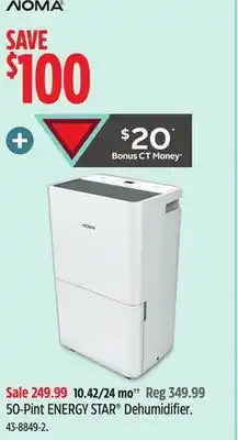 Canadian Tire NOMA 50-Pint ENERGY STAR Dehumidifier offer