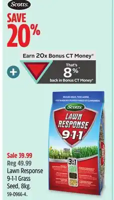 Canadian Tire Scotts Lawn Response 9-1-1 Grass Seed, 8kg offer