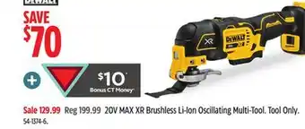 Canadian Tire DEWALT 20V MAX XR Brushless Li-Ion Oscillating Multi-Tool offer
