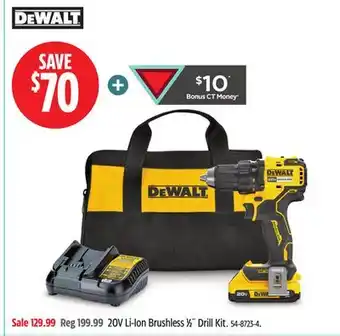 Canadian Tire DEWALT 20V Li-Ion Brushless 1⁄2˝ Drill Kit offer