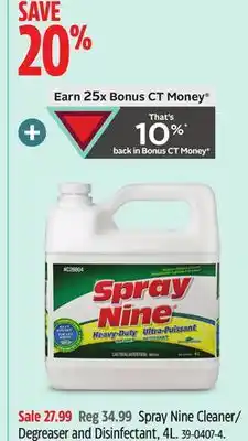 Canadian Tire Spray Nine Cleaner/ Degreaser and Disinfectant, 4L offer
