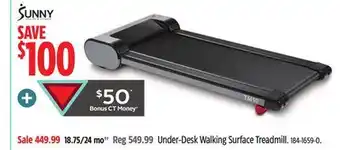 Canadian Tire Sunny Health & Fitness Under-Desk Walking Surface Treadmill offer