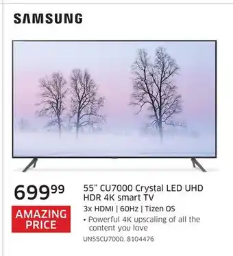 The Source SAMSUNG 55 CU7000 Crystal LED UHD HDR 4K smart TV offer