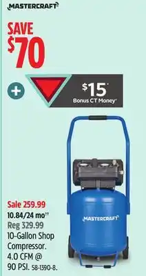 Canadian Tire Mastercraft 10-Gallon Shop Compressor offer