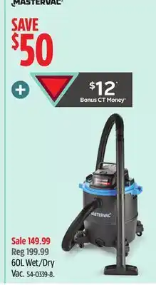 Canadian Tire Mastervac 60L Wet/Dry Vac offer