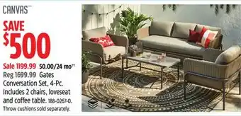 Canadian Tire CANVAS Gates Conversation Set, 4-Pc. Includes 2chairs, loveseat and coffee table offer