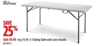 Canadian Tire For-living 6´Folding Table with Carry Handle offer