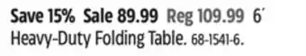 Canadian Tire For Living 6' Heavy-Duty Folding Table offer