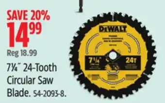 Canadian Tire DEWALT 7 1⁄4˝24-Tooth Circular Saw Blade offer