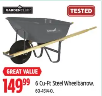 Canadian Tire Garden Club 6 Cu-Ft Steel Wheelbarrow offer