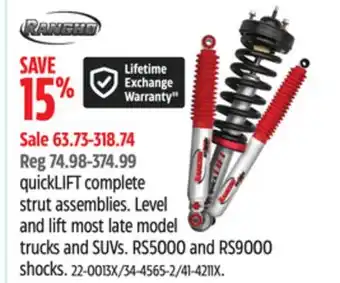Canadian Tire Rancho quickLIFT complete strut assemblies offer