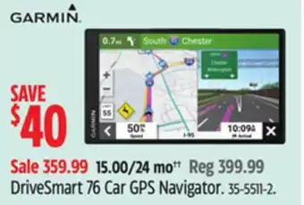 Canadian Tire Garmin DriveSmart 76 Car GPS Navigator offer