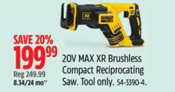 Canadian Tire 20V MAX XR Brushless Compact Reciprocating Saw offer