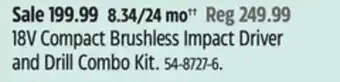 Canadian Tire Bosch 18V Compact Brushless Impact Driver and Drill Combo Kit offer