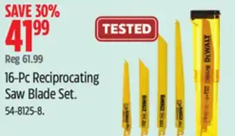 Canadian Tire DEWALT 16-Pc Reciprocating Saw Blade Set offer
