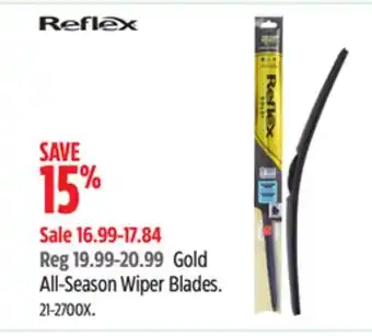 Canadian Tire Reflex Gold All-Season Wiper Blades offer