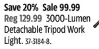 Canadian Tire MotoMaster 3000-Lumen Detachable Tripod Work Light offer