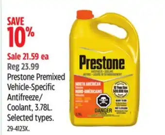 Canadian Tire Prestone Premixed Vehicle-Specific Antifreeze/ Coolant, 3.78 L offer