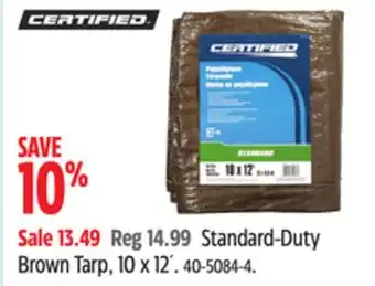 Canadian Tire Certified Standard-Duty Brown Tarp, 10 x 12' offer