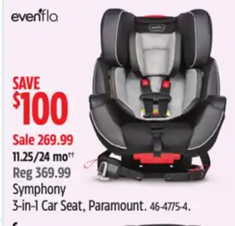 Canadian Tire Evenflo Symphony 3-in-1 Car Seat, Paramount offer