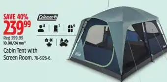 Canadian Tire Coleman Cabin Tent with Screen Room offer