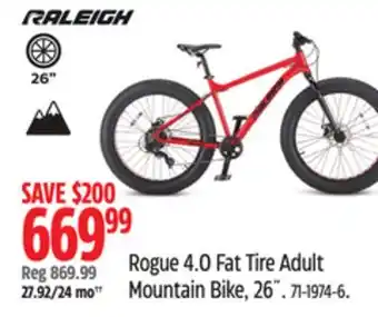 Canadian Tire RALEIGH Rogue 4.0 Fat Tire Adult Mountain Bike, 26 offer