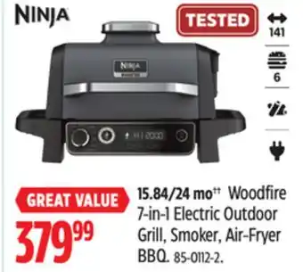 Canadian Tire Ninja Woodfire 7-in-1 Electric Outdoor Grill, Smoker, Air-Fryer BBQ offer