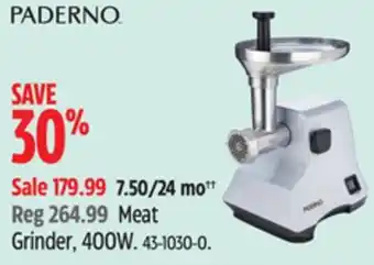 Canadian Tire Paderno Meat Grinder, 400W offer