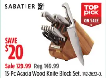 Canadian Tire Sabatier 13-Pc Acacia Wood Knife Block Set offer