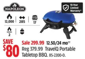 Canadian Tire Napoleon TravelQ Portable Tabletop BBQ offer