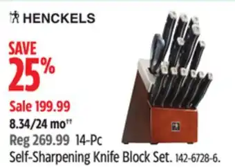 Canadian Tire 14-Pc Self-Sharpening Knife Block Set offer