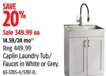 Canadian Tire CANVAS Caplin Laundry Tub/Faucet in White or Grey offer