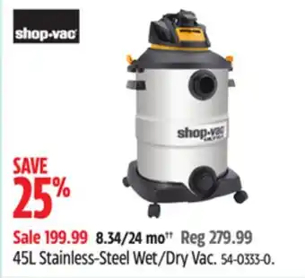 Canadian Tire Shop-Vac 45L Stainless-Steel Wet/Dry Vac offer