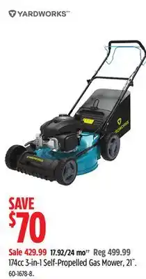 Canadian Tire Yardworks 174cc 3-in-1 Self-Propelled Gas Mower, 21˝ offer