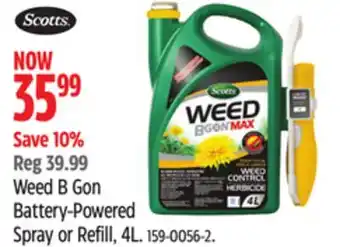 Canadian Tire Scotts Weed B Gon Battery-Powered Spray or Refill, 4L offer