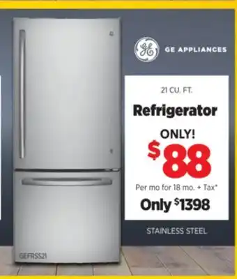 Surplus Furniture GE Stainless Steel 21 Cu Ft Refrigerator offer