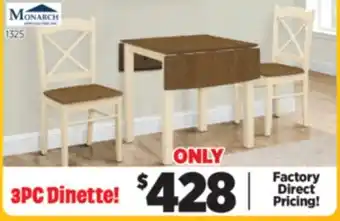 Surplus Furniture Cream & Oak 3Pc Dinette Set offer