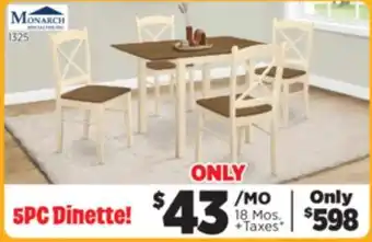 Surplus Furniture Cream & Oak 5Pc Dinette Set offer