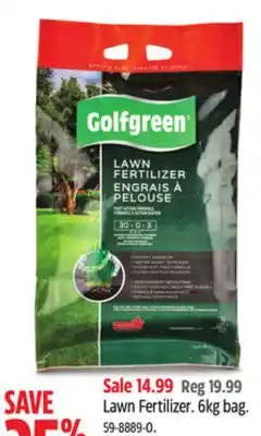 Canadian Tire Golfgreen Lawn Fertilizer offer