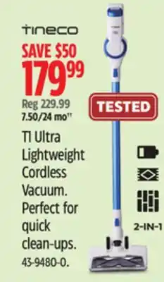 Canadian Tire Tineco T1 Ultra Lightweight Cordless Vacuum offer