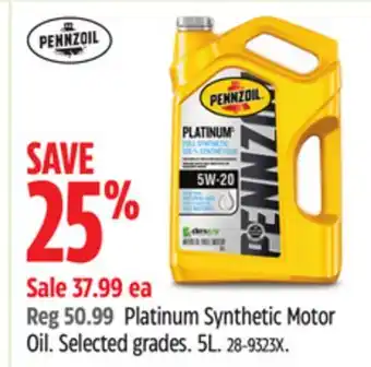 Canadian Tire Pennzoil Platinum Synthetic Motor Oil offer