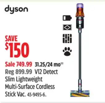 Canadian Tire Dyson Slim Lightweight Multi-Surface Cordless Stick Vac offer