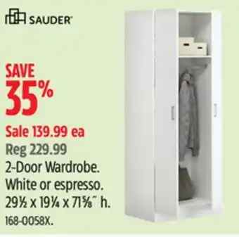 Canadian Tire Sauder 2-Door Wardrobe offer